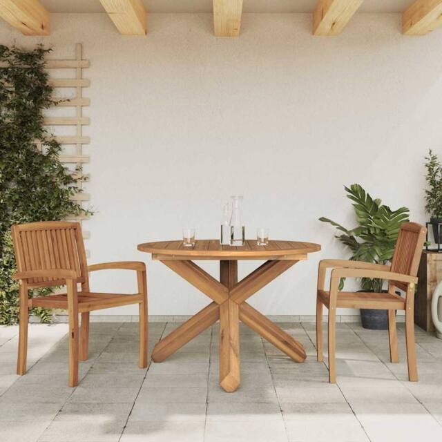 Berkfield Home Garden Table √ò109x74 cm Solid Wood Teak in Brown - Size: 109x74 cm - image 1
