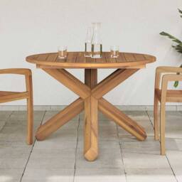 Berkfield Home Garden Table √ò109x74 cm Solid Wood Teak in Brown - Size: 109x74 cm - thumbnail 3