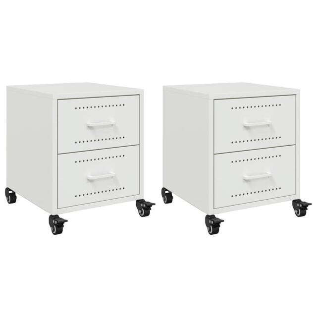 Berkfield Home Bedside Cabinets 2 pcs White 36x39x43.5 cm Steel - image 1