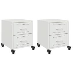 Berkfield Home Bedside Cabinets 2 pcs White 36x39x43.5 cm Steel - thumbnail 1