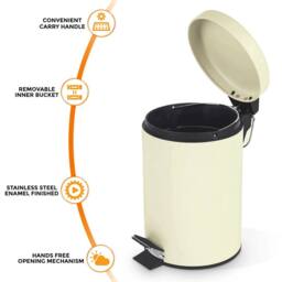 Havendro 3L Stainless Steel Cream Pedal Bin - thumbnail 5
