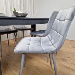 KOSY KOALA Dining Table & 4 Chairs Modern Dining Table Set With 4 Grey Velvet Chairs Dining Room Furniture in Brown - thumbnail 5