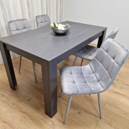 KOSY KOALA Dining Table & 4 Chairs Modern Dining Table Set With 4 Grey Velvet Chairs Dining Room Furniture in Brown - thumbnail 9