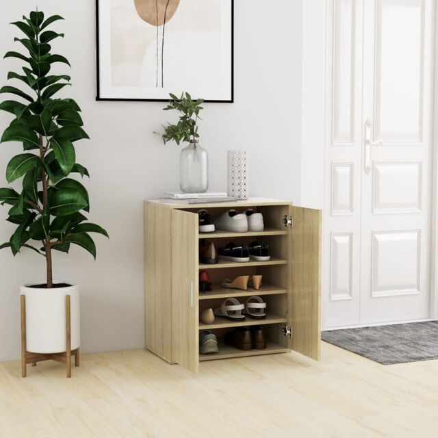 Berkfield Home Shoe Cabinet Sonoma Oak 60x35x70 cm Engineered Wood in Brown - Size: 60 x 35 x 70 cm - image 1