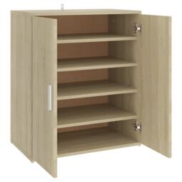 Berkfield Home Shoe Cabinet Sonoma Oak 60x35x70 cm Engineered Wood in Brown - Size: 60 x 35 x 70 cm - thumbnail 2