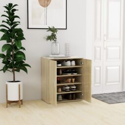 Berkfield Home Shoe Cabinet Sonoma Oak 60x35x70 cm Engineered Wood in Brown - Size: 60 x 35 x 70 cm - thumbnail 1