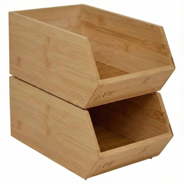 Havendro 2PCS Single Compartment Wooden Cosmetic Organiser Makeup Storage in Natural - image 1