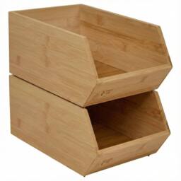 Havendro 2PCS Single Compartment Wooden Cosmetic Organiser Makeup Storage in Natural - thumbnail 1