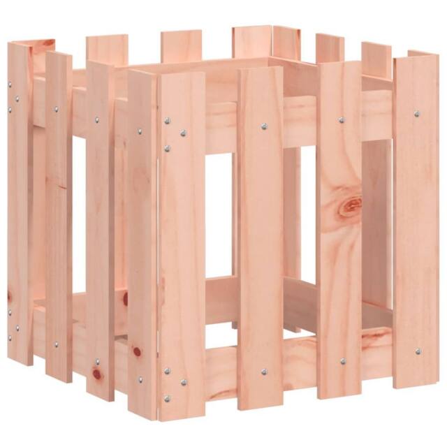 Berkfield Home Garden Planter with Fence Design 40x40x40 cm Solid Wood Douglas in Light Tan - Size: 40 x 40 x 40 cm - image 1
