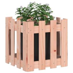 Berkfield Home Garden Planter with Fence Design 40x40x40 cm Solid Wood Douglas in Light Tan - Size: 40 x 40 x 40 cm - thumbnail 3