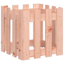 Berkfield Home Garden Planter with Fence Design 40x40x40 cm Solid Wood Douglas in Light Tan - Size: 40 x 40 x 40 cm