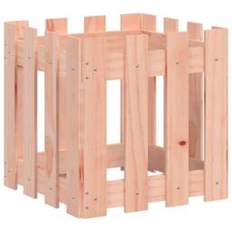 Berkfield Home Garden Planter with Fence Design 40x40x40 cm Solid Wood Douglas in Light Tan - Size: 40 x 40 x 40 cm - thumbnail 4