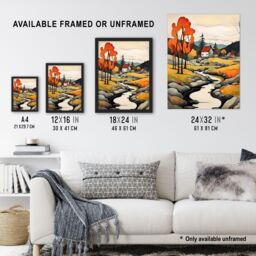 Artery8 Wall Art Print Just Follow the River Countryside Autumn Landscape Framed - Size: A4 - thumbnail 3