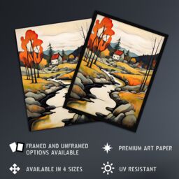Artery8 Wall Art Print Just Follow the River Countryside Autumn Landscape Framed - Size: A4 - thumbnail 2