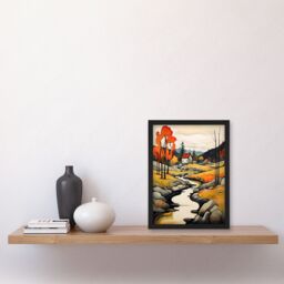 Artery8 Wall Art Print Just Follow the River Countryside Autumn Landscape Framed - Size: A4 - thumbnail 4