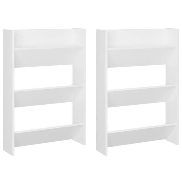 Berkfield Home Wall Shoe Cabinets 2 pcs White 60x18x90 cm Engineered Wood - Size: 60 x 18 x 90 cm - image 1