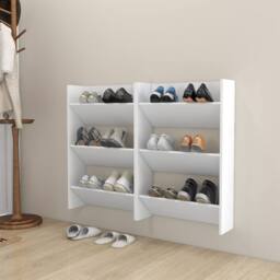 Berkfield Home Wall Shoe Cabinets 2 pcs White 60x18x90 cm Engineered Wood - Size: 60 x 18 x 90 cm - thumbnail 2