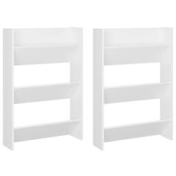 Berkfield Home Wall Shoe Cabinets 2 pcs White 60x18x90 cm Engineered Wood - Size: 60 x 18 x 90 cm - thumbnail 1
