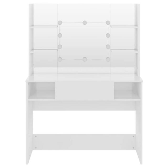Berkfield Home Makeup Table with LED Lights 100x40x135 cm MDF Shining White - Size: 100 x 40 x 135 cm - image 1
