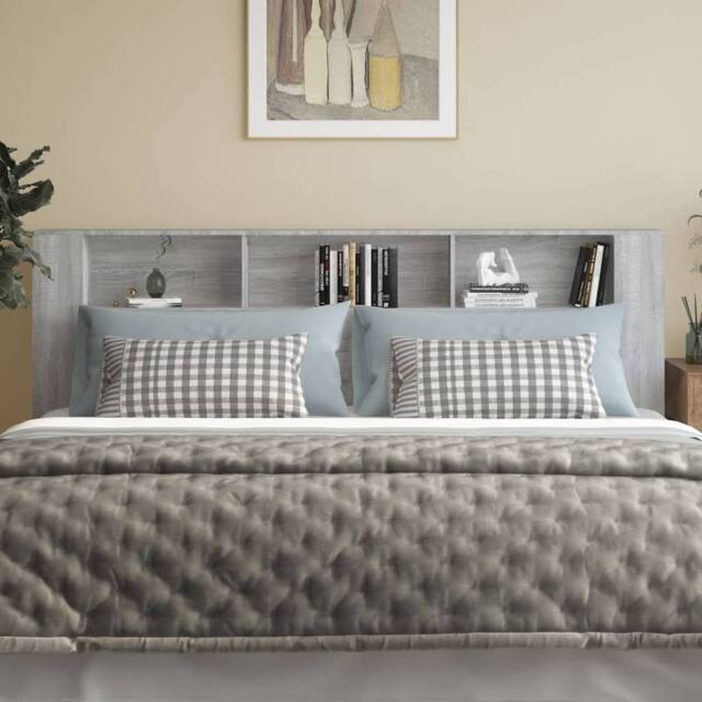 Berkfield Home Headboard Cabinet Grey Sonoma 220x18.5x104.5 cm - image 1