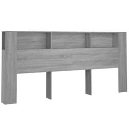 Berkfield Home Headboard Cabinet Grey Sonoma 220x18.5x104.5 cm - thumbnail 3