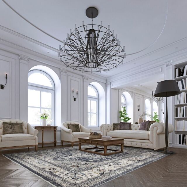 The Rug Shop UK Charcoal Luxurious Traditional Easy to clean Machine Made Border Rug - Size: 240 cm x 330 cm - image 1