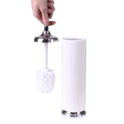 Showerdrape Opera White/Chrome Freestanding Toilet Brush & Holder in Silver - thumbnail 3