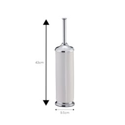 Showerdrape Opera White/Chrome Freestanding Toilet Brush & Holder in Silver - thumbnail 2
