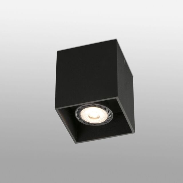 Netlighting Tecto 1 Light Square Surface Mounted Downlight Black GU10 - image 1