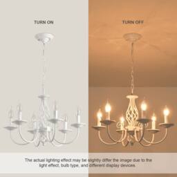 NIVOR French Vintage 6 Light White Iron Dining Room Candle Chandelier E27 - thumbnail 3