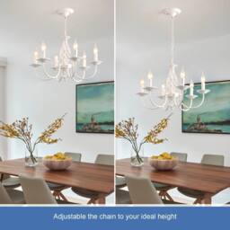NIVOR French Vintage 6 Light White Iron Dining Room Candle Chandelier E27 - thumbnail 4