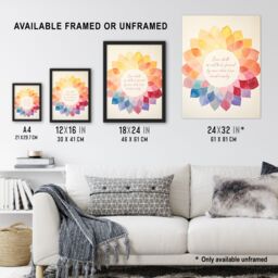 Artery8 Wall Art Print Death is Not to be Feared Buddhist Mindfulness Quote Mandala Framed Art in Orange - Size: A4 - thumbnail 3