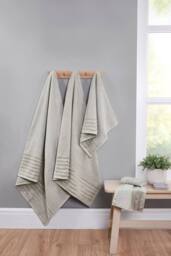 Rapport Home Linear Pure Cotton Face, Hand, Bath Towel & Bath Sheet Set in Grey - thumbnail 2