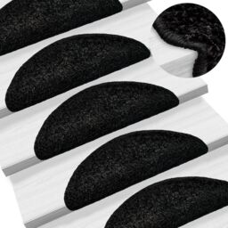 Berkfield Home Carpet Stair Treads 15 pcs Black 56x17x3 cm - Size: Medium