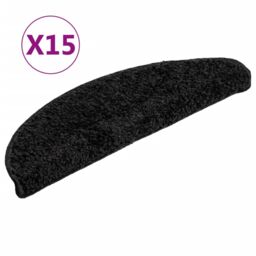 Berkfield Home Carpet Stair Treads 15 pcs Black 56x17x3 cm - Size: Medium - thumbnail 2