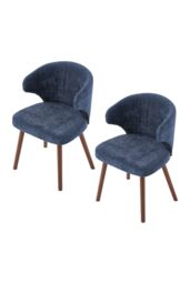 Living and Home Set of 2 Upholstered Dining Chairs in Blue - thumbnail 2