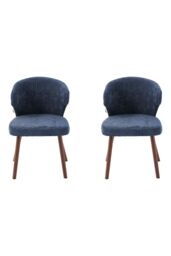 Living and Home Set of 2 Upholstered Dining Chairs in Blue - thumbnail 3