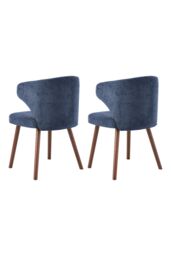 Living and Home Set of 2 Upholstered Dining Chairs in Blue - thumbnail 4