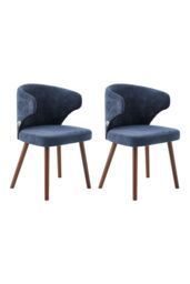Living and Home Set of 2 Upholstered Dining Chairs in Blue