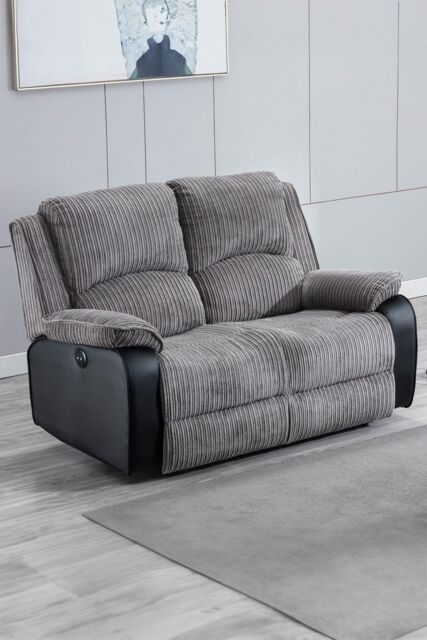 More4Homes Postana 2 Seater Electric High Back Jumbo Cord Fabric Recliner Sofa in Grey - image 1