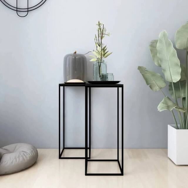 EONLION Side Tables 2 pcs Black Steel - Size: 100 cm - image 1