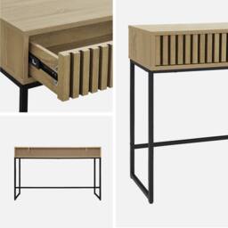 sweeek 120cm Contemporary Console In Grooved Wood Effect in Light Brown - thumbnail 4