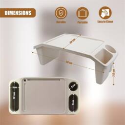 Havendro Cream Portable Bed Tray & Drink Holder Laptop Serving Table - thumbnail 2