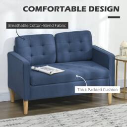 Wyld Haus Vanasu Blue Compact 2 Seater Loveseat Hidden Storage & Tufted Seat - thumbnail 5