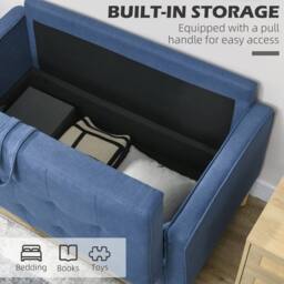 Wyld Haus Vanasu Blue Compact 2 Seater Loveseat Hidden Storage & Tufted Seat - thumbnail 4
