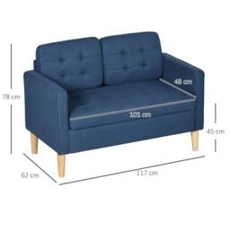 Wyld Haus Vanasu Blue Compact 2 Seater Loveseat Hidden Storage & Tufted Seat - thumbnail 3