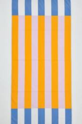 Dyzi Contrasting Stripe Cotton Beach Towel Soft Absorbent 70x152cm in Orange - Size: 70x152 cm - thumbnail 1