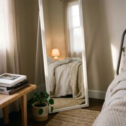 Harbour Housewares Square Full-Length Mirror - Freestanding Mirror for Bedrooms, Hallways in White - thumbnail 8