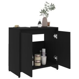 Berkfield Home Bathroom Cabinet Black 60x33x61 cm Engineered Wood - Size: 60 x 33 x 61 cm - thumbnail 4