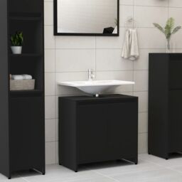 Berkfield Home Bathroom Cabinet Black 60x33x61 cm Engineered Wood - Size: 60 x 33 x 61 cm - thumbnail 1